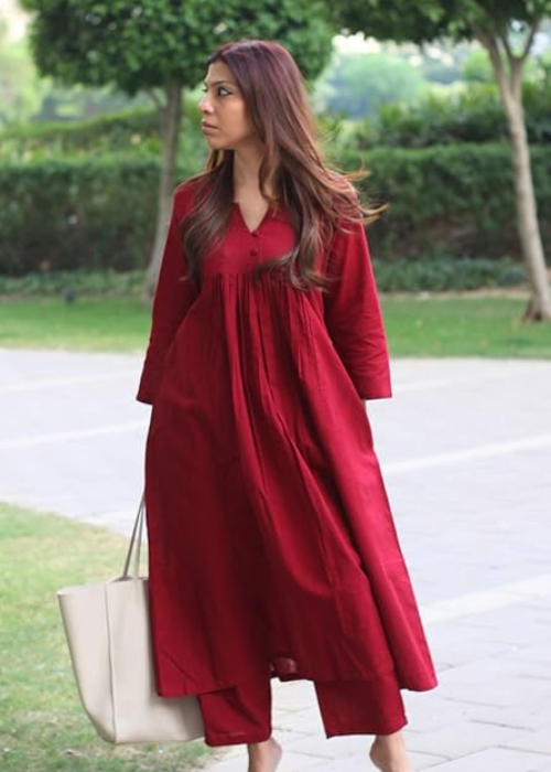 Ethnic Wear Women's Viscose Blend A-Line Kurta Pant Set