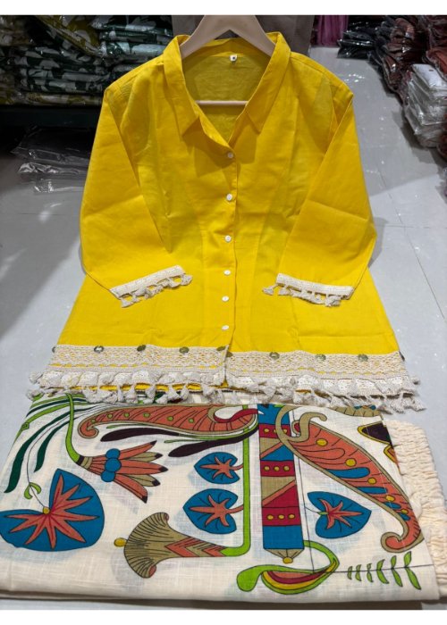 Cotton Coord Set with Lace Work