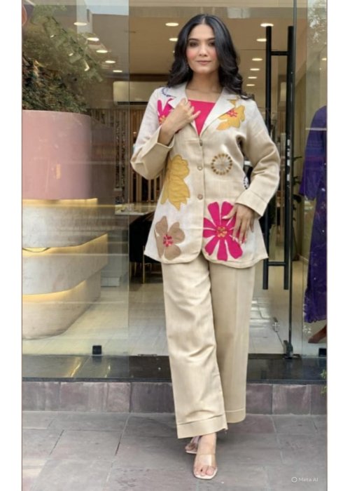 Flex Embroidered Blazer Three-Piece Set