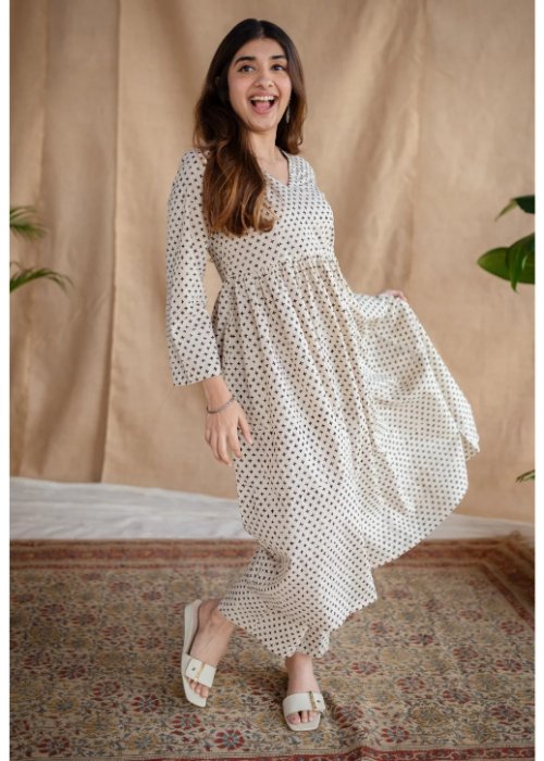 Printed Cotton Umbrella Style Co-Ord Set with Side Pockets