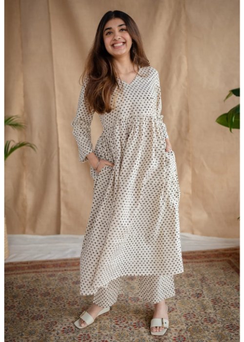 Printed Cotton Umbrella Style Co-Ord Set with Side Pockets