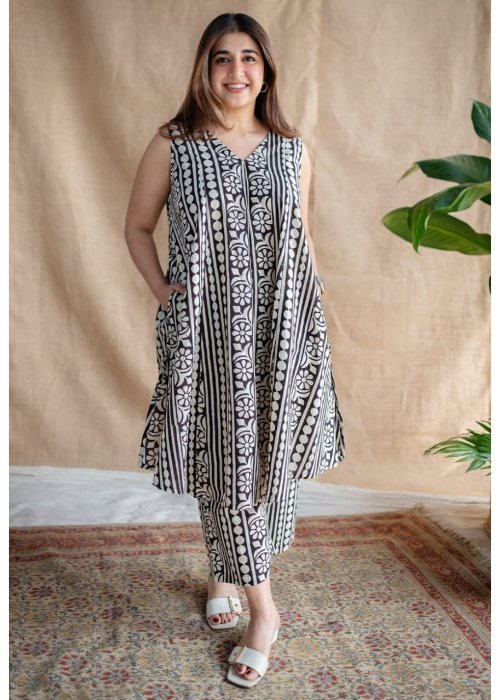 Printed Cotton Co-Ord Set with Side Pockets