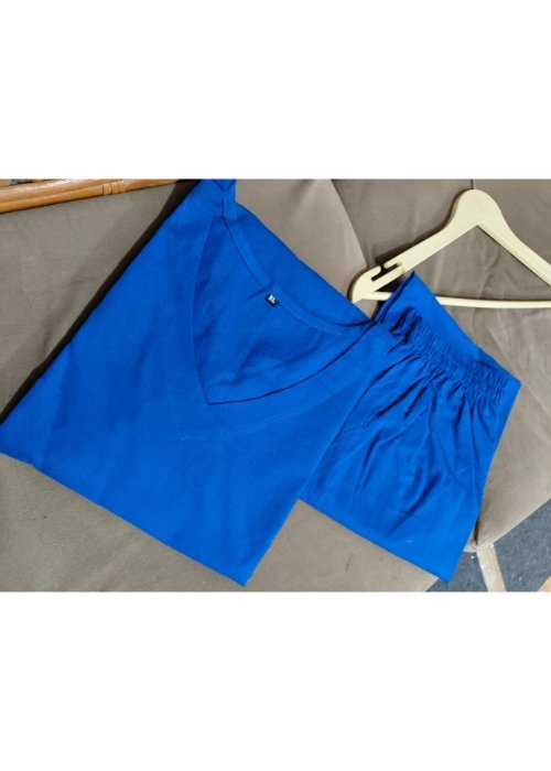 Blue Pure Cotton Kurti Palazzo Set