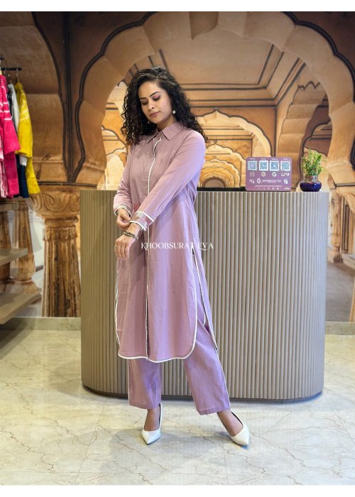 Embroidered Shirt-Style Co-Ord Set