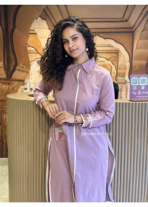 Embroidered Shirt-Style Co-Ord Set