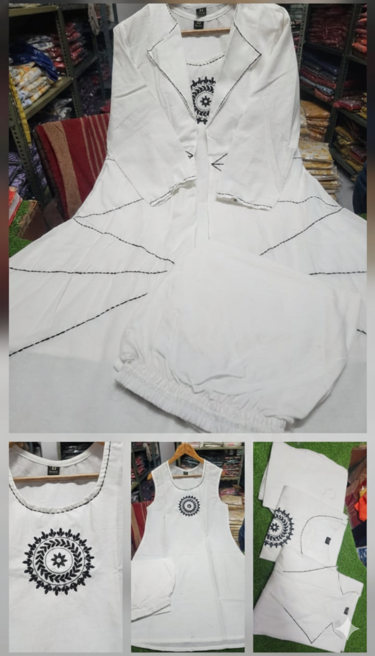 White Cotton 3-Piece Co-Ord Set