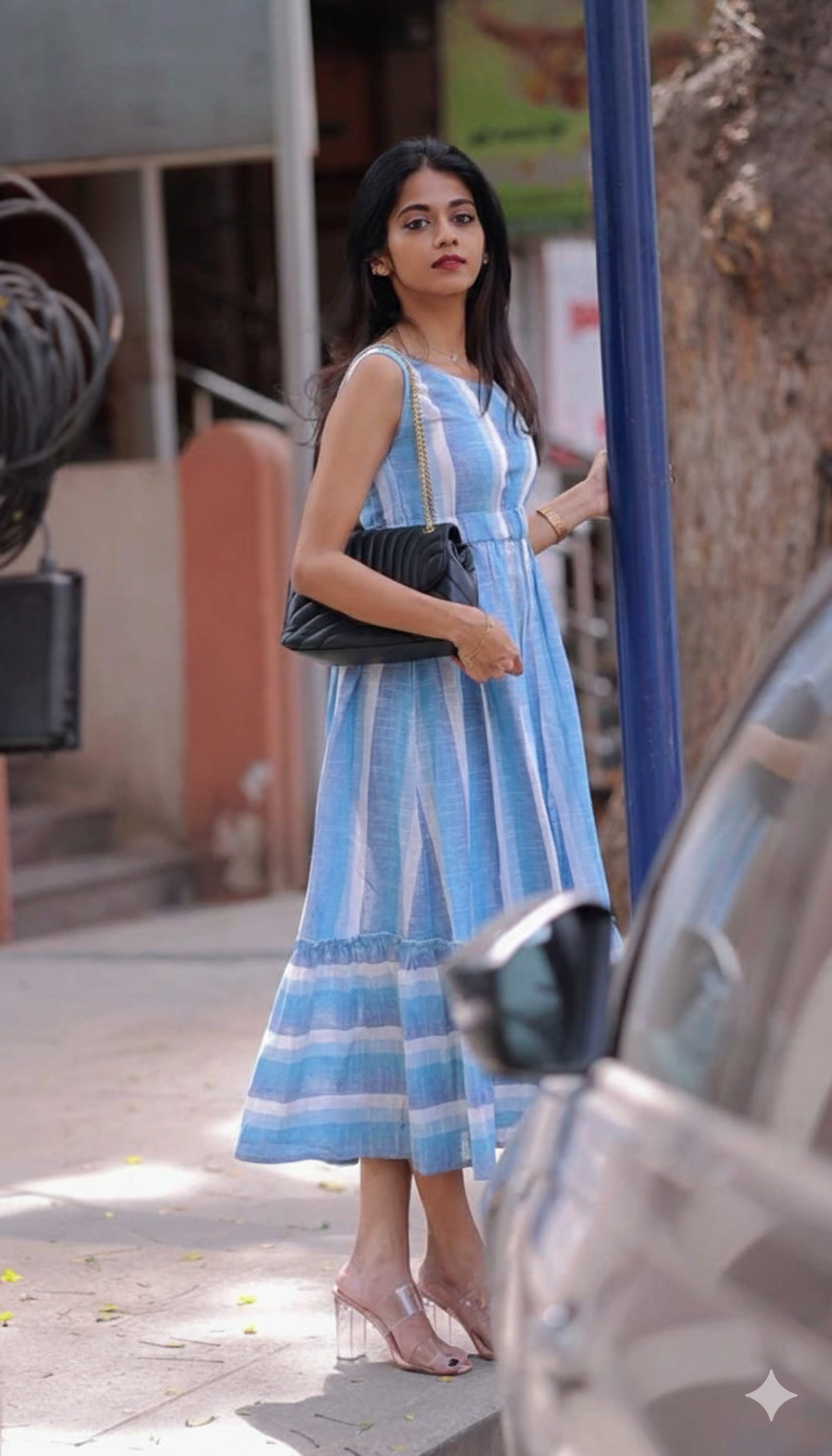 South Cotton A-Line Midi Dress with Pockets